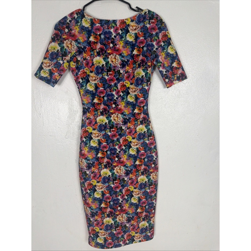Zara Floral Printed Midi Dress Pencil Tube Bodycon Bloggers Xsmall - Picture 3 of 7